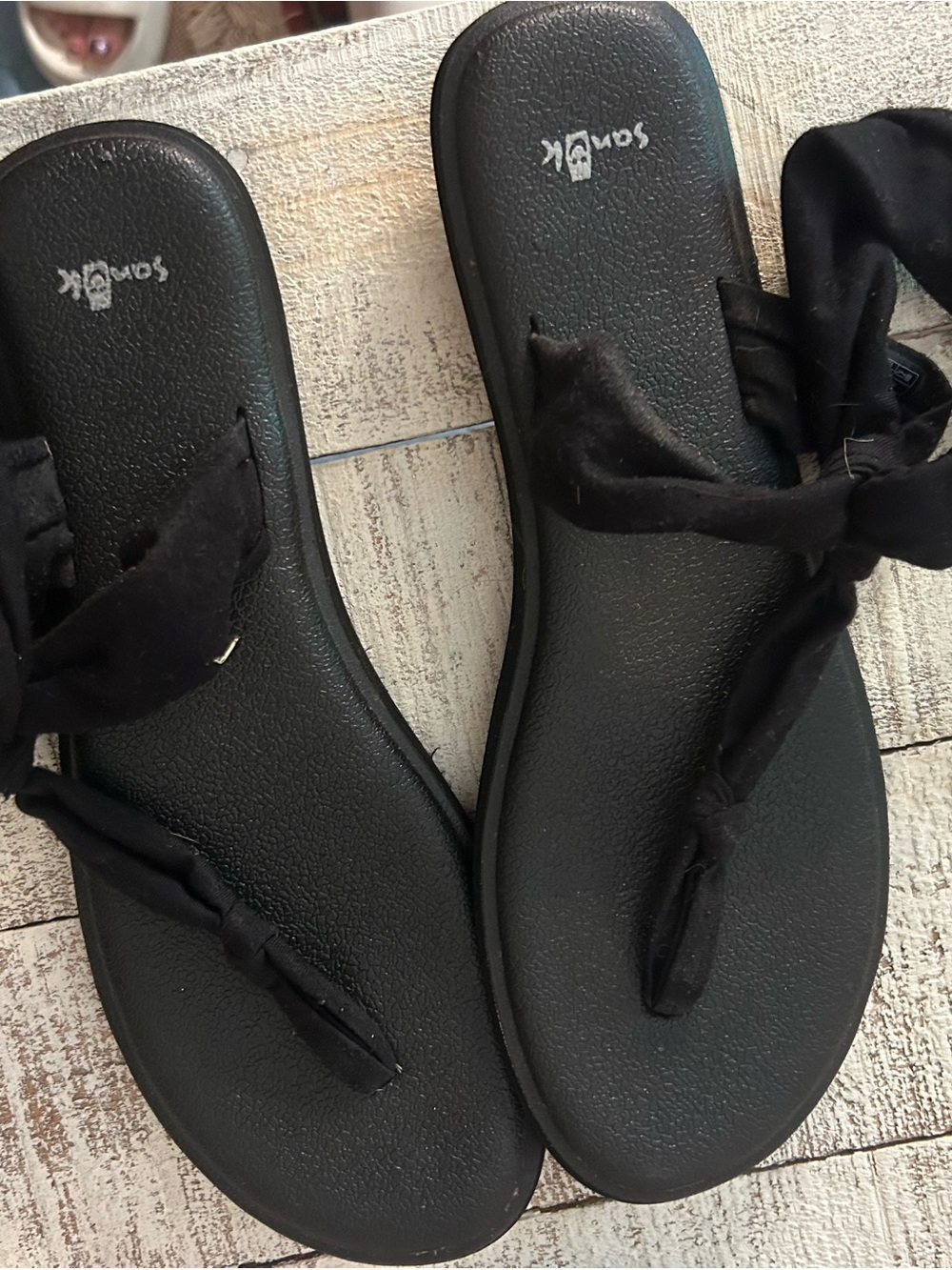 Sanuk Black Knot Tie Wrap Sandals for Women
